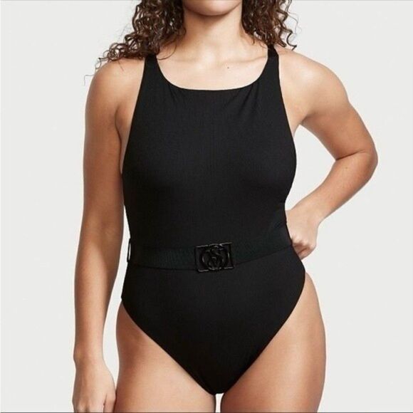 NWT VICTORIA'S SECRET WILD WANDERER BELTED HIGH NECK PADDED ONE PIECE SWIMSUIT M - Picture 1 of 10